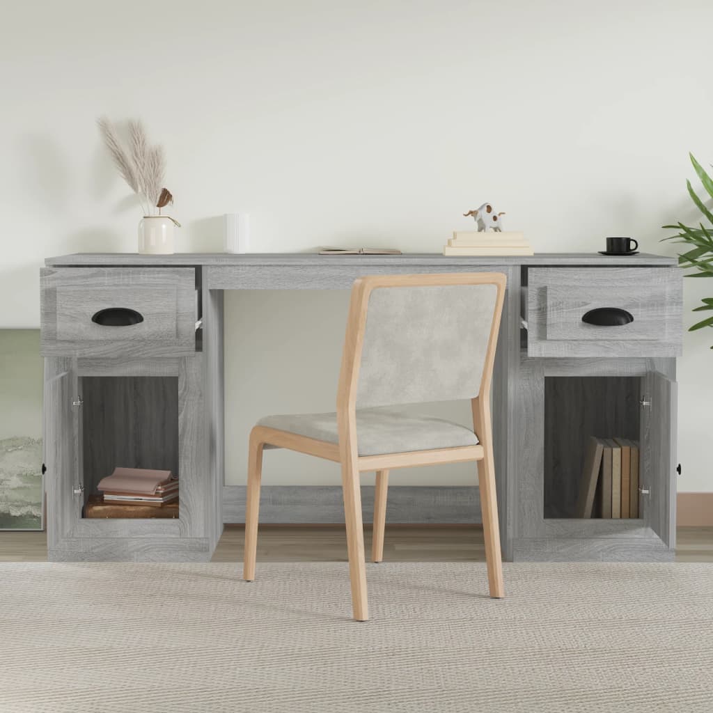 Scrivania con Armadietto Grigio Sonoma in Legno Multistrato