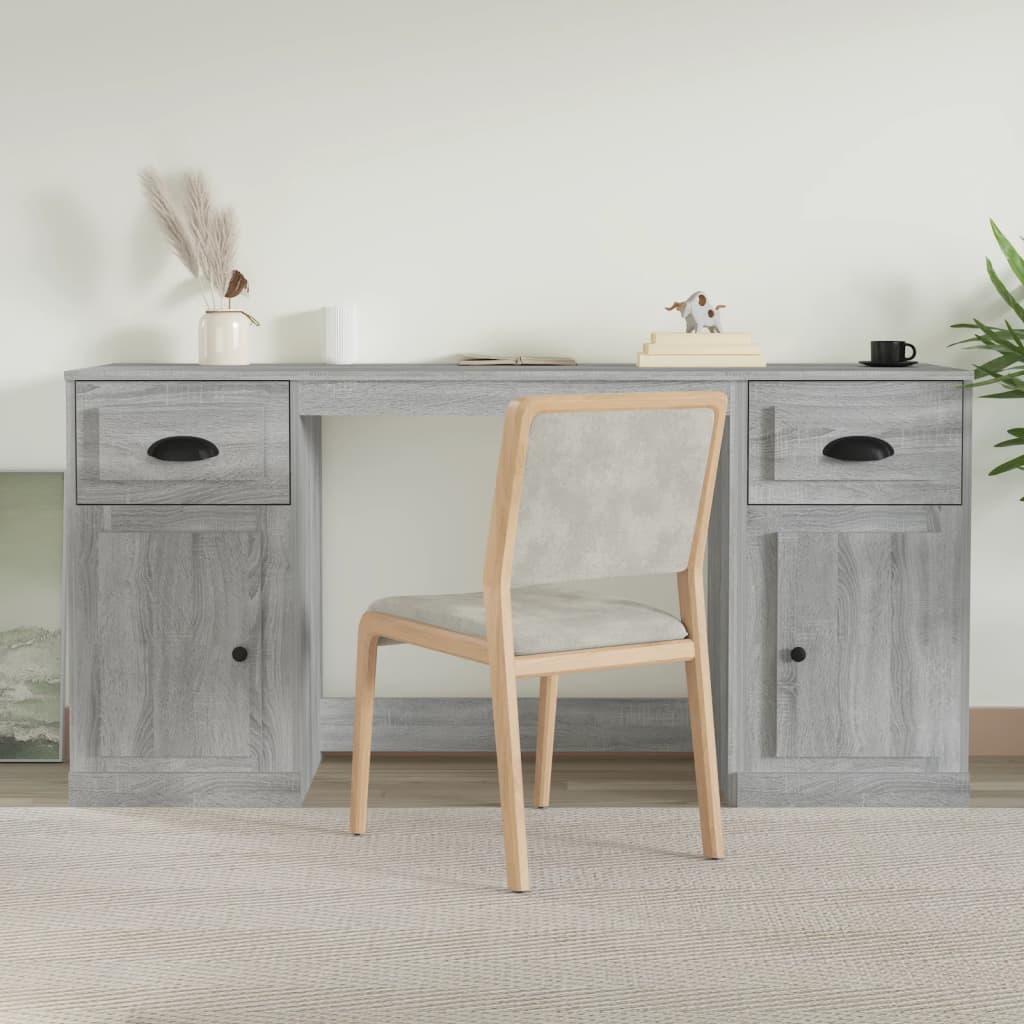 Scrivania con Armadietto Grigio Sonoma in Legno Multistrato