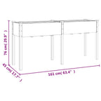 Fioriera con Fodera Marrone 161x45x76cm Legno Massello di Abete