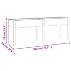 Fioriera con Fodera Marrone 203x53x76cm Legno Massello di Abete