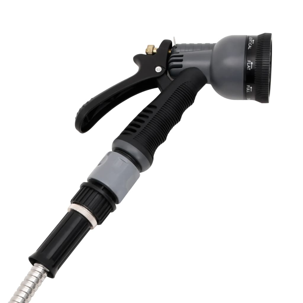 Tubo da Giardino con Ugello Spray Argento 0,6" 15 m in Acciaio