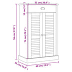 Scarpiera VIGO 60x35x96 cm in Legno Massello di Pino Bianco