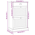 Scarpiera VIGO 60x35x96 cm in Legno Massello di Pino Bianco