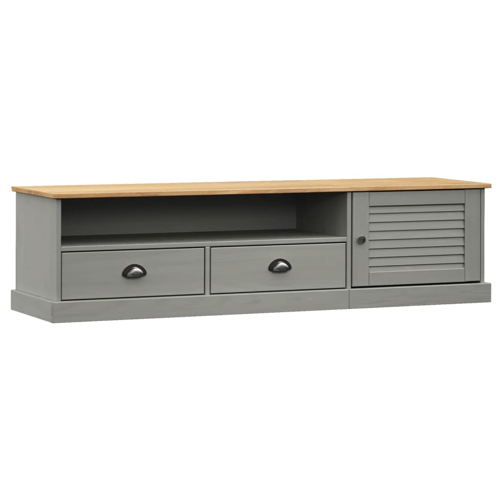 Mobile Porta TV VIGO Grigio 156x40x40 cm Legno Massello di Pino