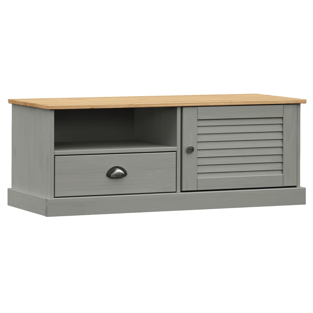 Mobile Porta TV VIGO Grigio 106x40x40 cm Legno Massello di Pino