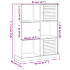 Libreria VIGO 90x35x114,5 cm in Legno Massello di Pino Grigio