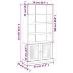 Libreria VIGO 85x35x170 cm in Legno Massello di Pino Bianco