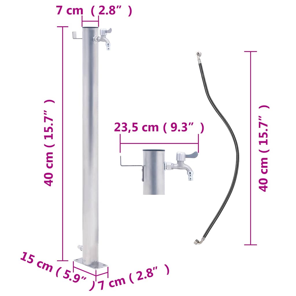 Colonna d'Acqua da Giardino 40 cm Acciaio Inox Rotonda