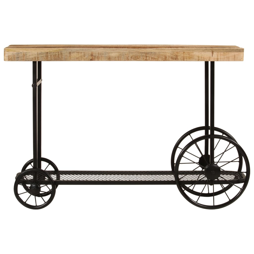 Tavolo Consolle 112x36x76 cm in Legno Massello di Mango e Ferro