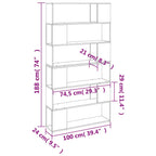 Libreria/Divisorio Rovere Fumo 100x24x188 cm