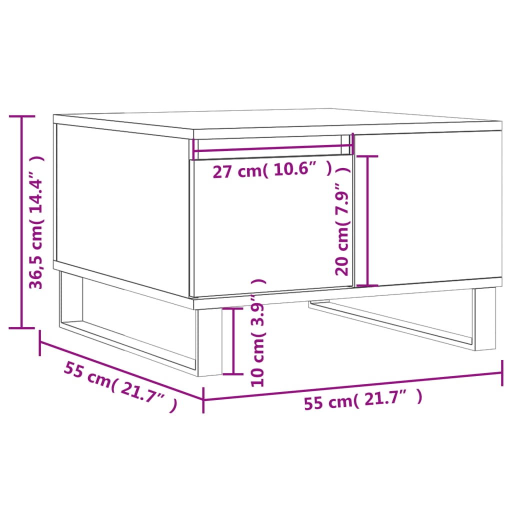 Tavolino Salotto Rovere Sonoma 55x55x36,5 cm Legno Multistrato