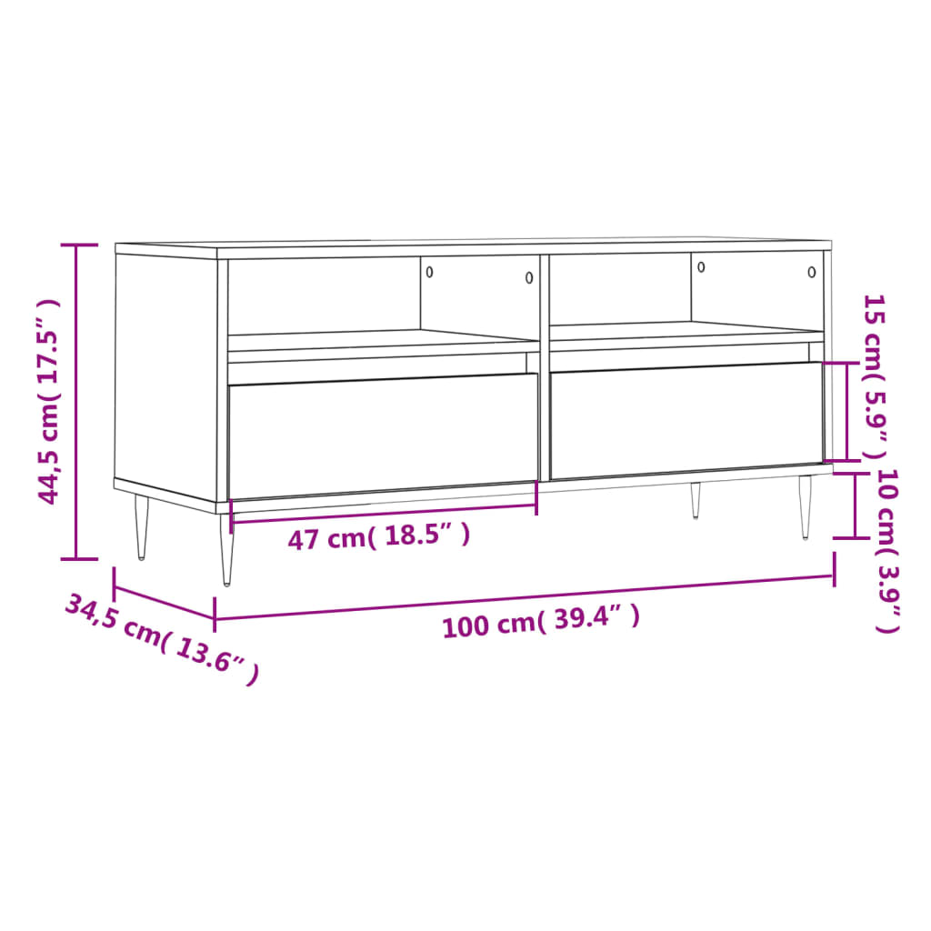 Mobile Porta TV Grigio Sonoma 100x34,5x44,5cm Legno Multistrato