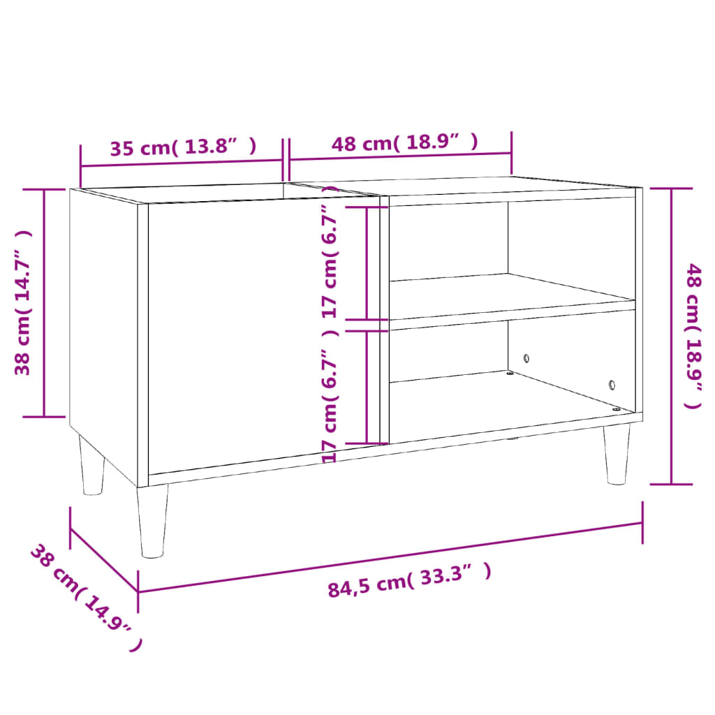 Mobile Porta Dischi Grigio Sonoma 84,5x38x48 Legno Multistrato