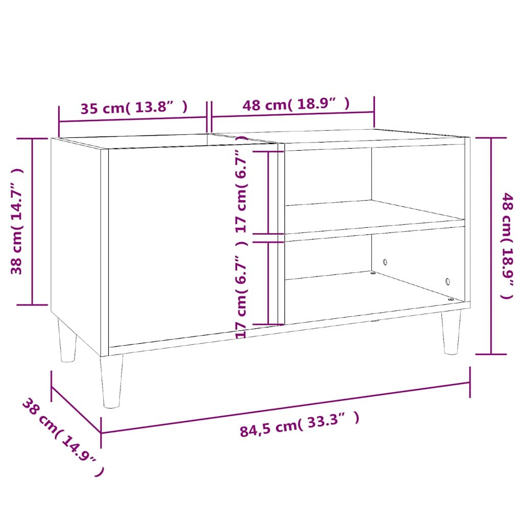 Mobile Porta Dischi Rovere Fumo 84,5x38x48 cm Legno Multistrato