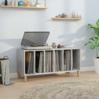 Mobile Porta Dischi Grigio Cemento 100x38x48 Legno Multistrato