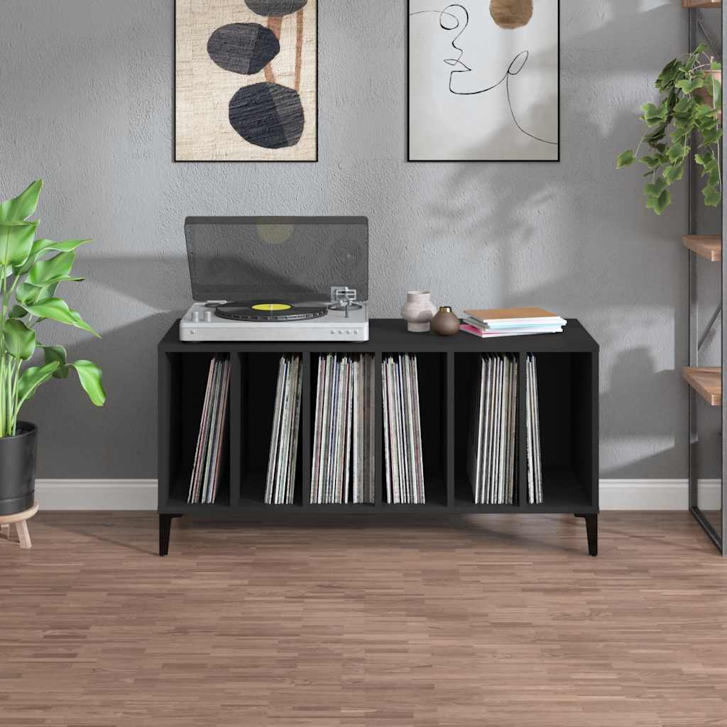 Mobile Porta Dischi Nero 100x38x48 cm in Legno Multistrato