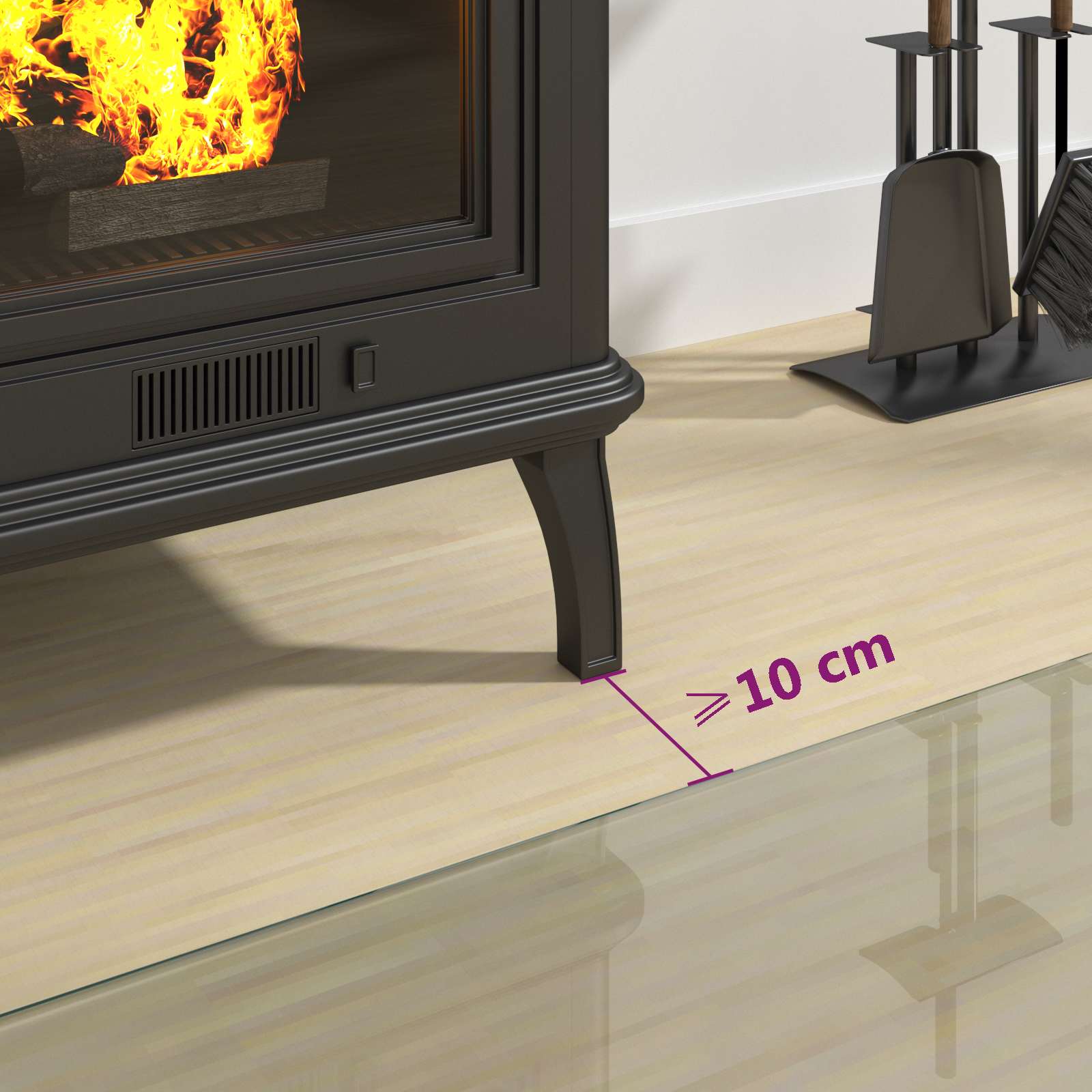 Piastra in vetro per camino Trasparente 100 x 50 cm Vetro