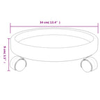 Carrelli per Piante con Ruote 2 pz Grigi Diametro 34 cm 35 kg