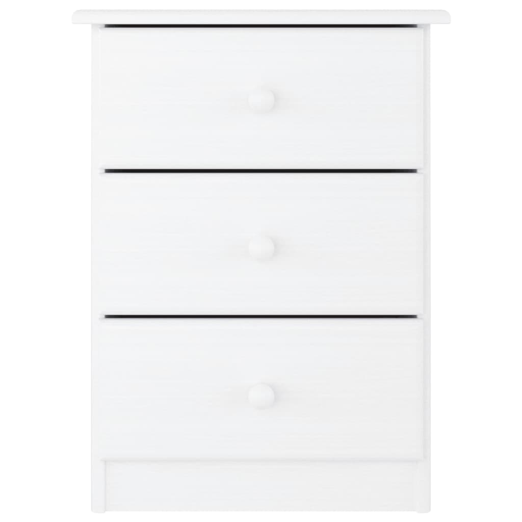 Comodino ALTA Bianco 41x35x55,5 cm in Legno Massello di Pino