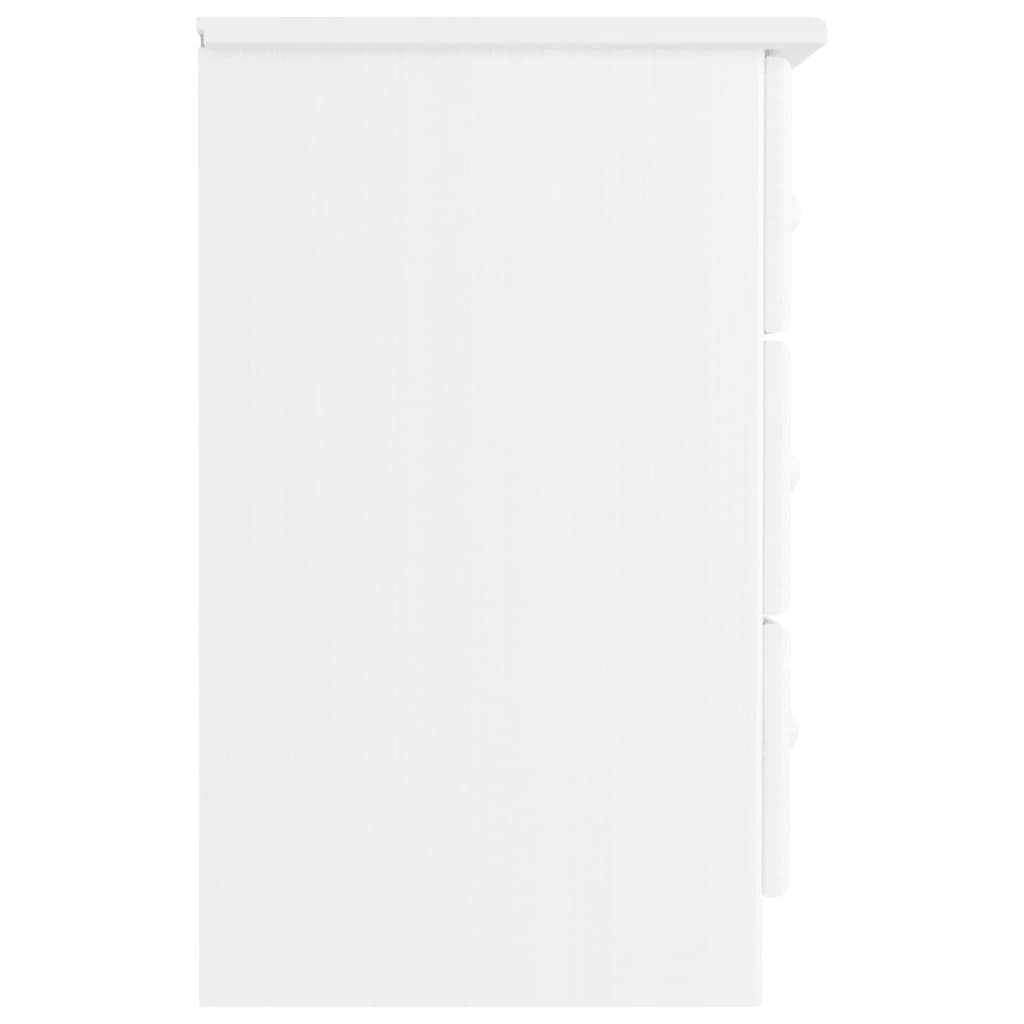 Comodino ALTA Bianco 41x35x55,5 cm in Legno Massello di Pino