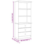 Libreria con Cassetti ALTA Bianca 60x35x142 cm Massello di Pino