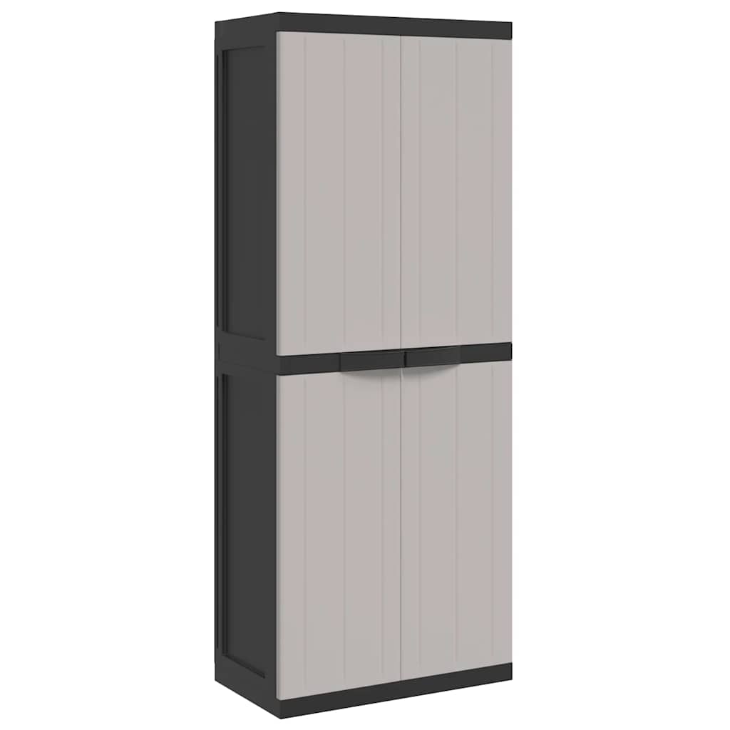 Armadio da Esterno Grigio e Nero 65x37x165 cm in PP