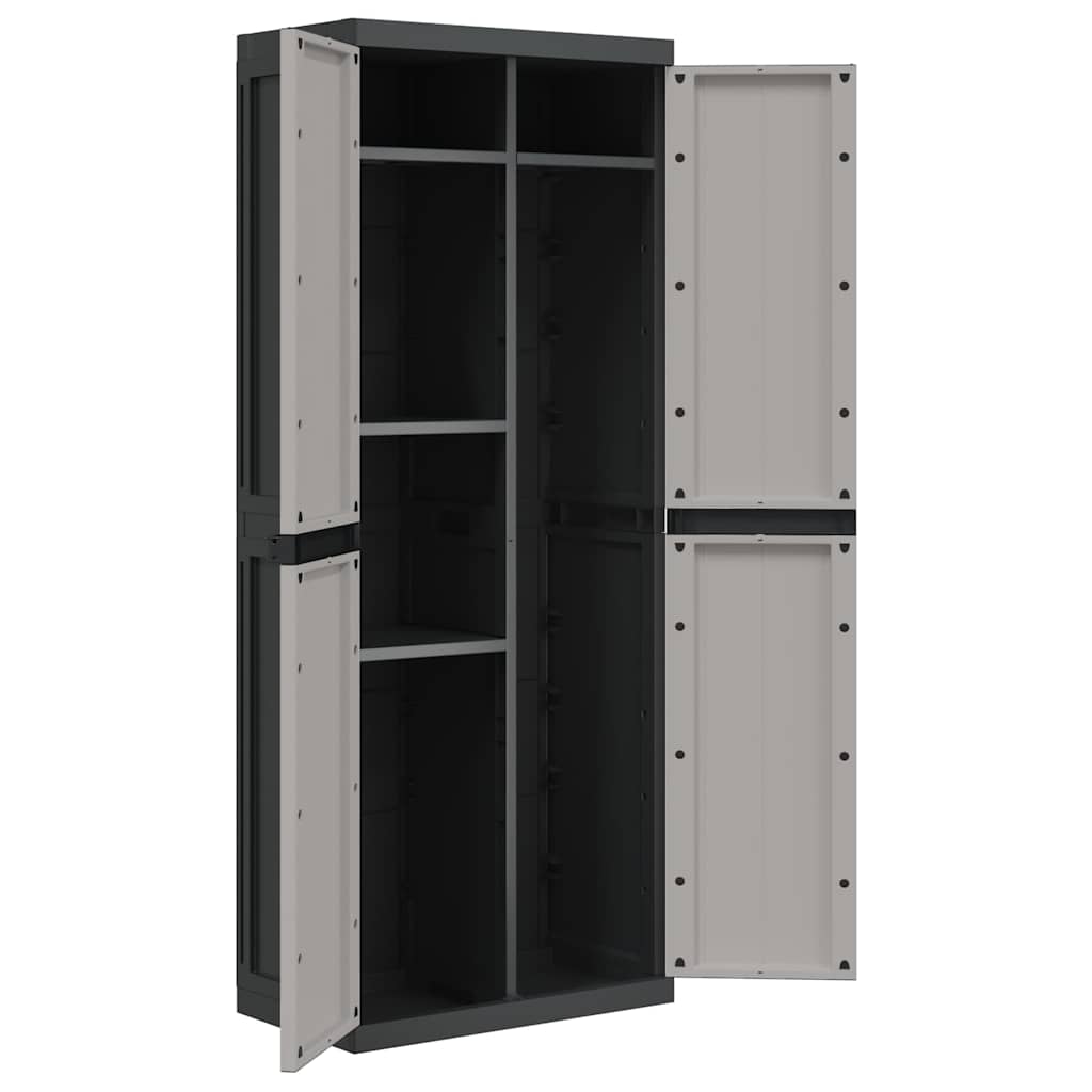 Armadio da Esterno Grigio e Nero 65x37x165 cm in PP