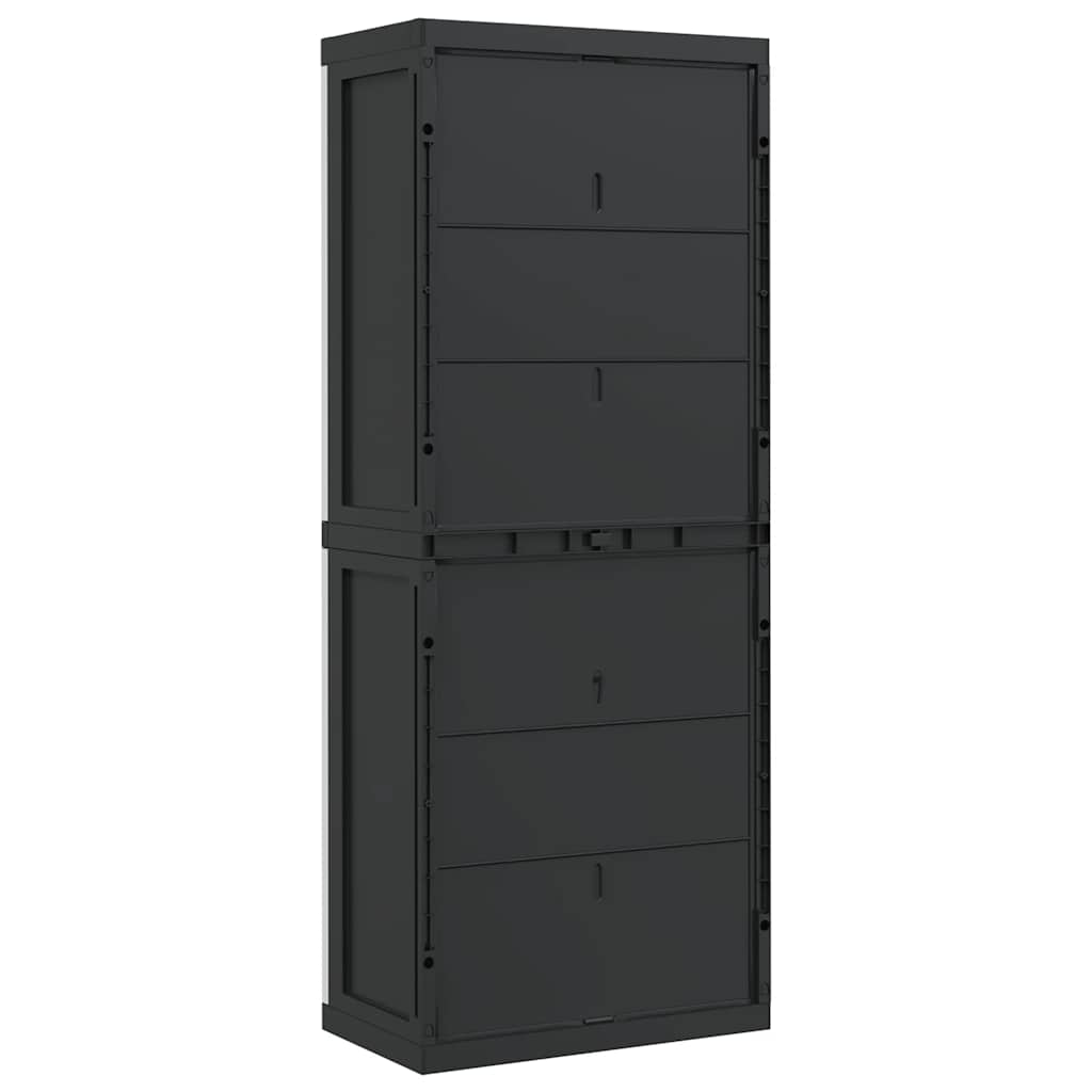 Armadio da Esterno Grigio e Nero 65x37x165 cm in PP