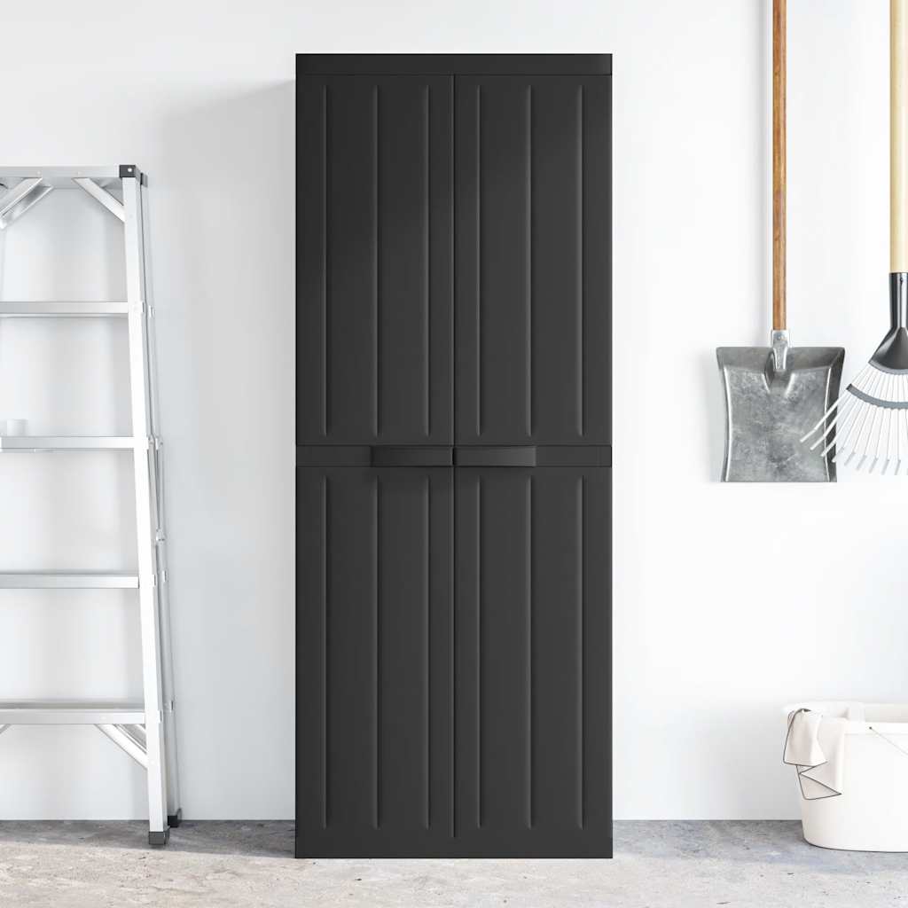 Armadio da Esterno Nero 65x37x165 cm in PP