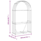 Portaceppi Argento 120x45x210 cm in Acciaio Zincato