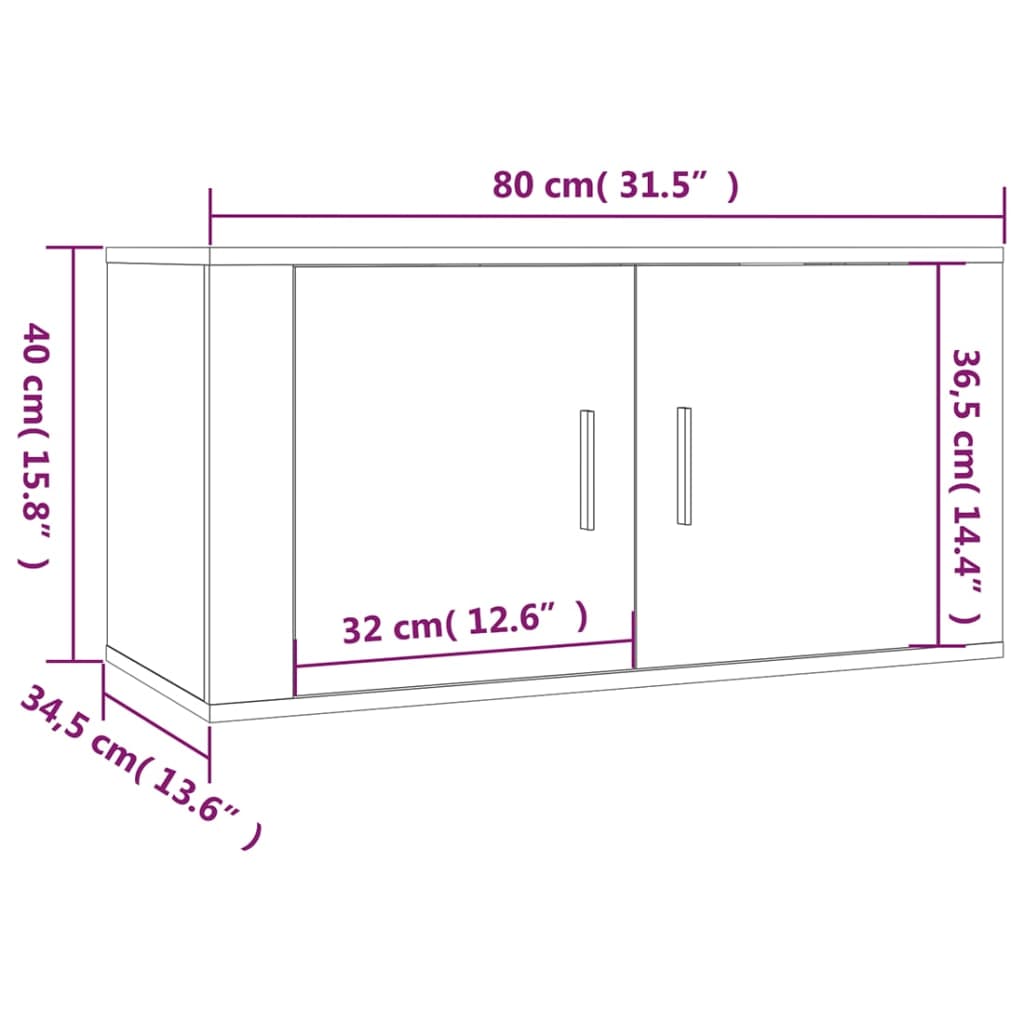 Mobili Porta TV a Parete 2 pz Grigio Sonoma 80x34,5x40 cm
