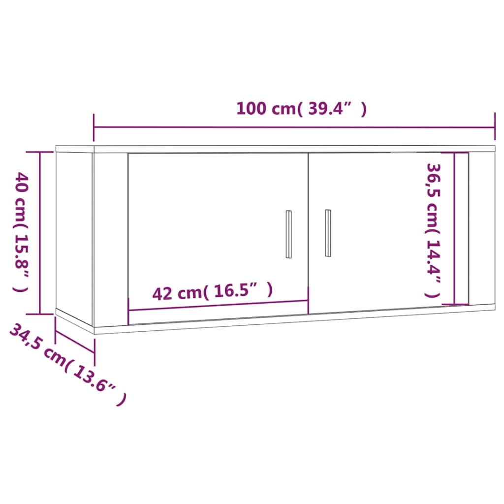 Mobili Porta TV a Parete 3 pz Bianco 100x34,5x40 cm