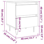 Comodino Nero 40x35x50 cm in Legno Multistrato