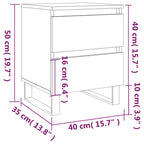 Comodino Grigio Cemento 40x35x50 cm in Legno Multistrato