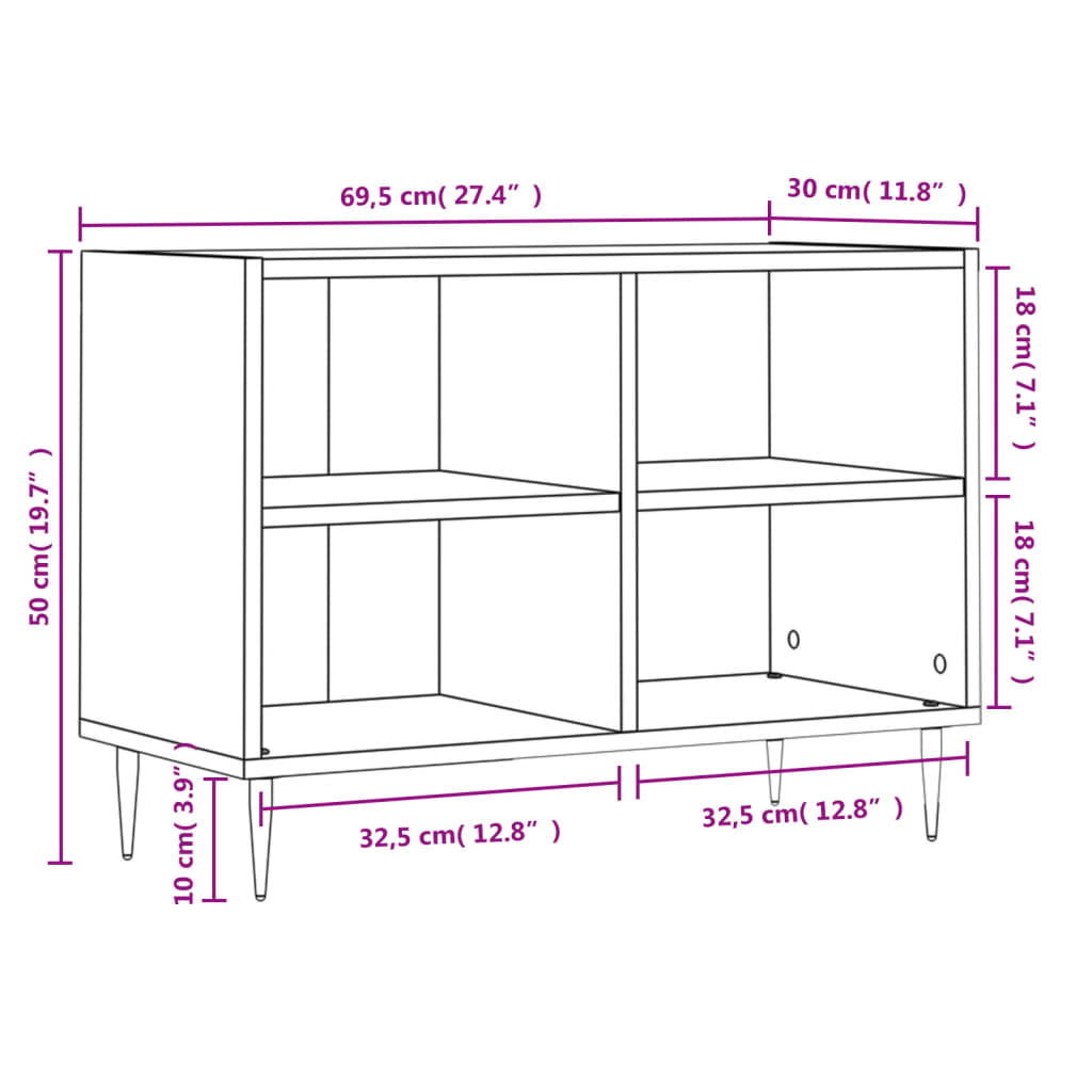 Mobile Porta TV Grigio Sonoma 69,5x30x50cm in Legno Multistrato
