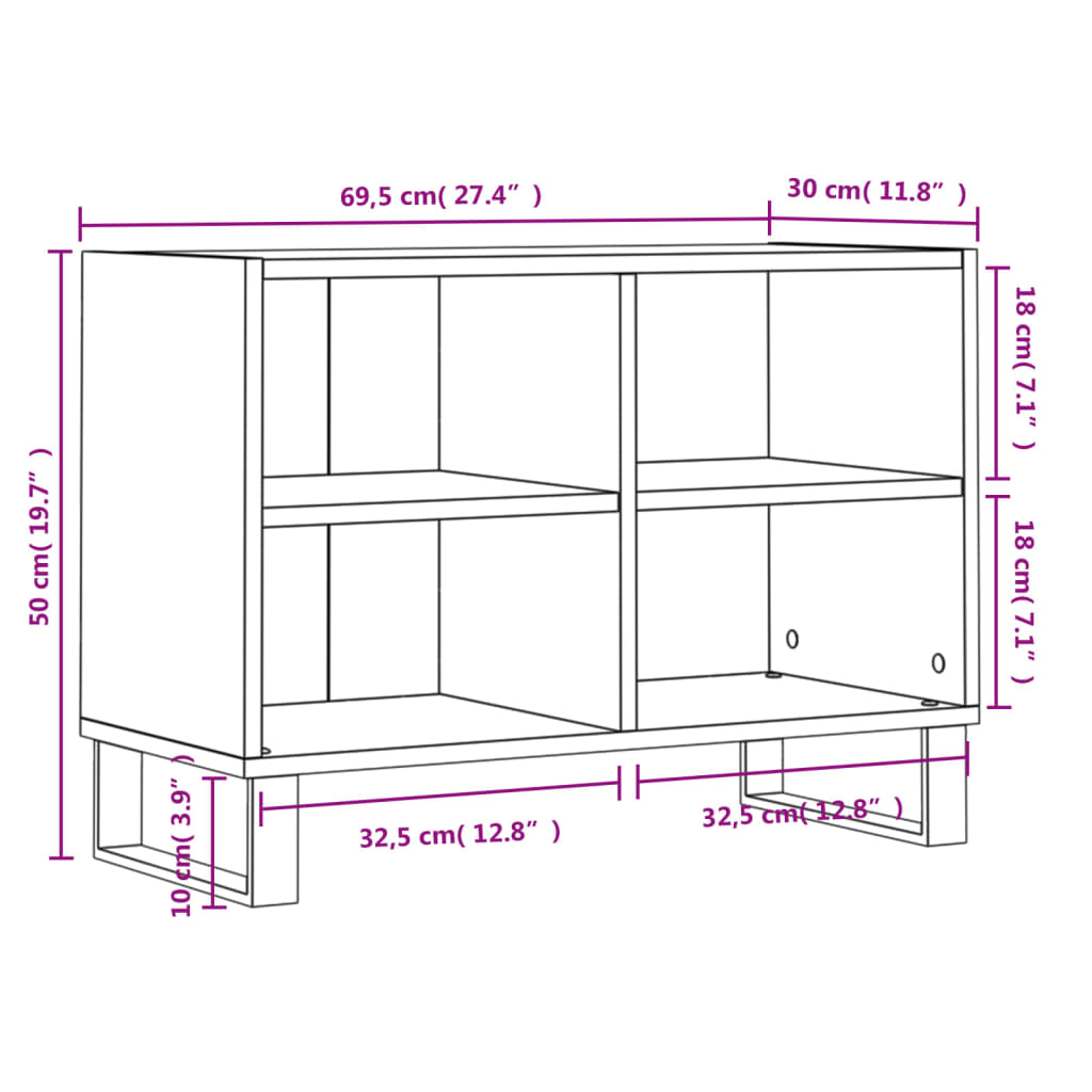 Mobile Porta TV Grigio Sonoma 69,5x30x50cm in Legno Multistrato