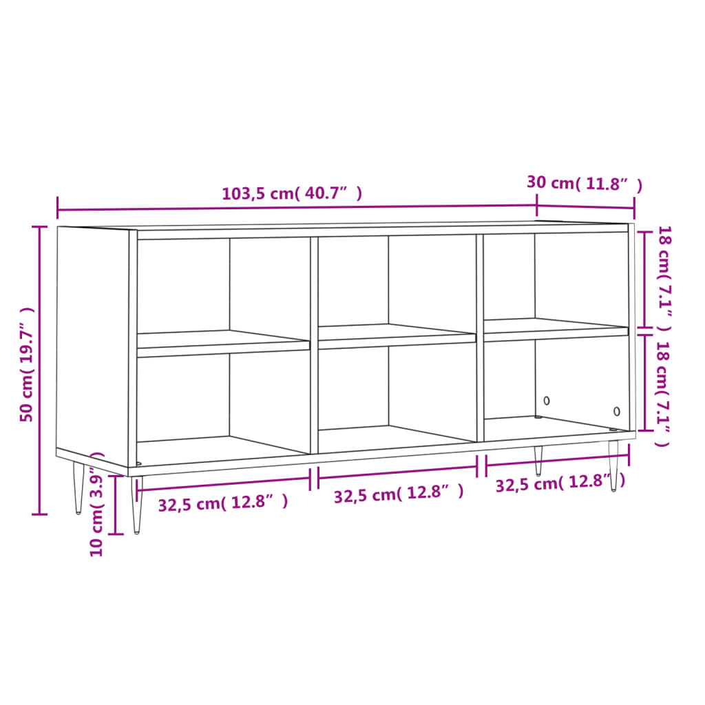 Mobile TV Grigio Sonoma 103,5x30x50 cm in Legno Multistrato