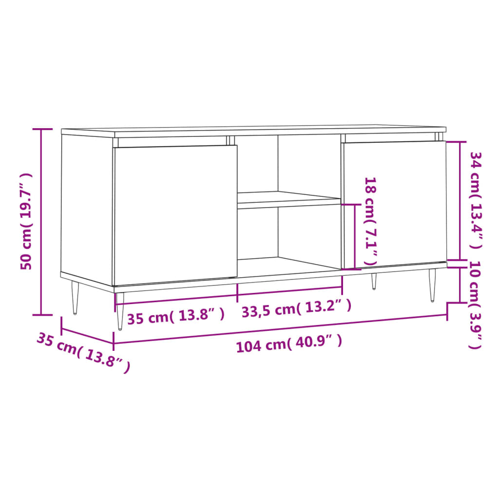 Mobile Porta TV Grigio Cemento 104x35x50cm in Legno Multistrato