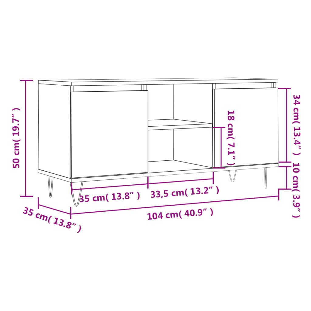 Mobile Porta TV Bianco 104x35x50 cm in Legno Multistrato