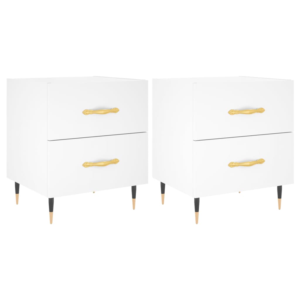 Comodini 2 pz Bianchi 40x35x47,5 cm in Legno Multistrato