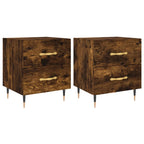 Comodini 2 pz Rovere Fumo 40x35x47,5 cm in Legno Multistrato