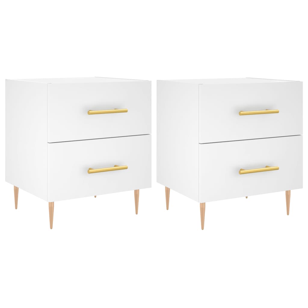 Comodini 2 pz Bianchi 40x35x47,5 cm in Legno Multistrato