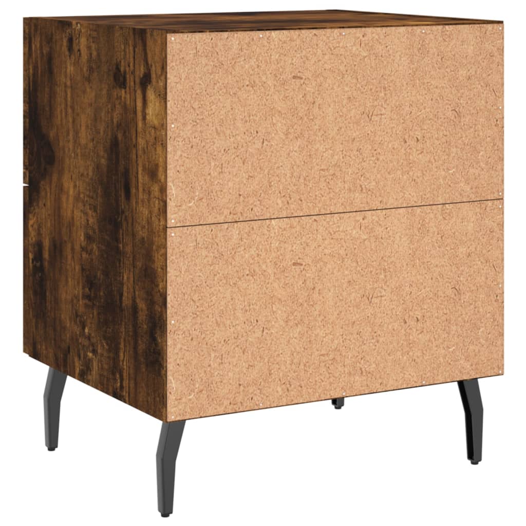 Comodini 2 pz Rovere Fumo 40x35x47,5 cm in Legno Multistrato