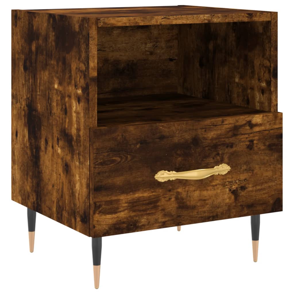 Comodini 2 pz Rovere Fumo 40x35x47,5 cm in Legno Multistrato
