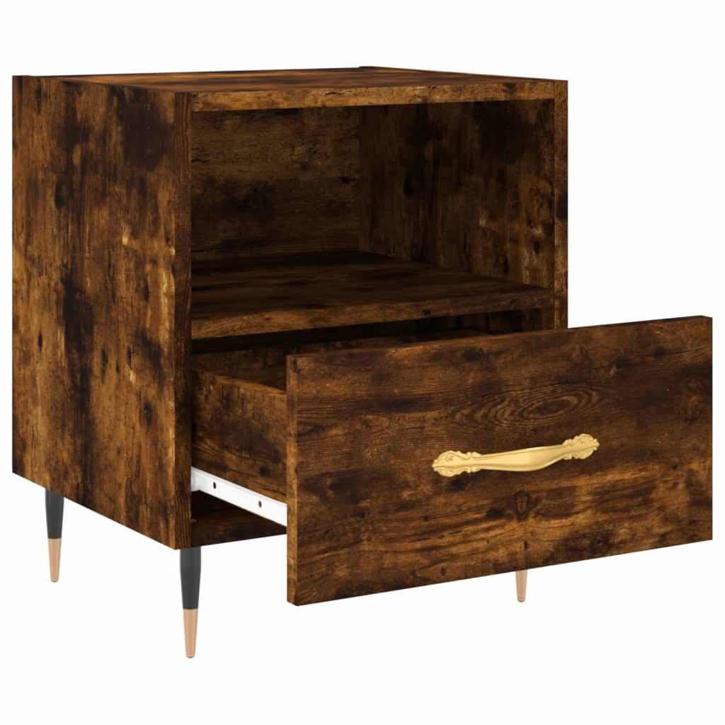 Comodini 2 pz Rovere Fumo 40x35x47,5 cm in Legno Multistrato