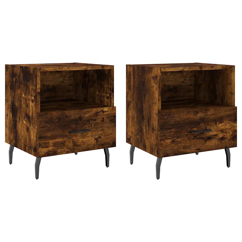 Comodini 2 pz Rovere Fumo 40x35x47,5 cm in Legno Multistrato