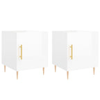 Comodini 2 pz Bianco Lucido 40x40x50 cm in Legno Multistrato