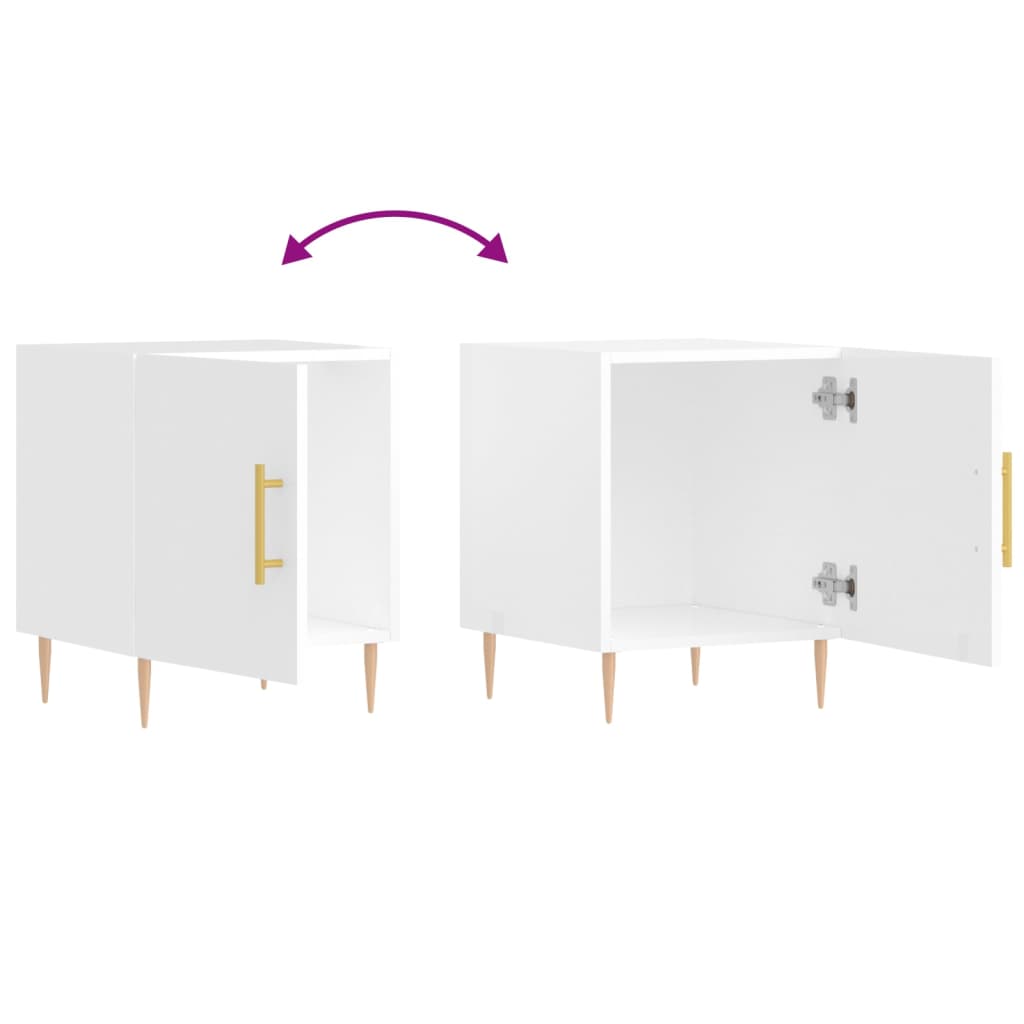 Comodini 2 pz Bianco Lucido 40x40x50 cm in Legno Multistrato