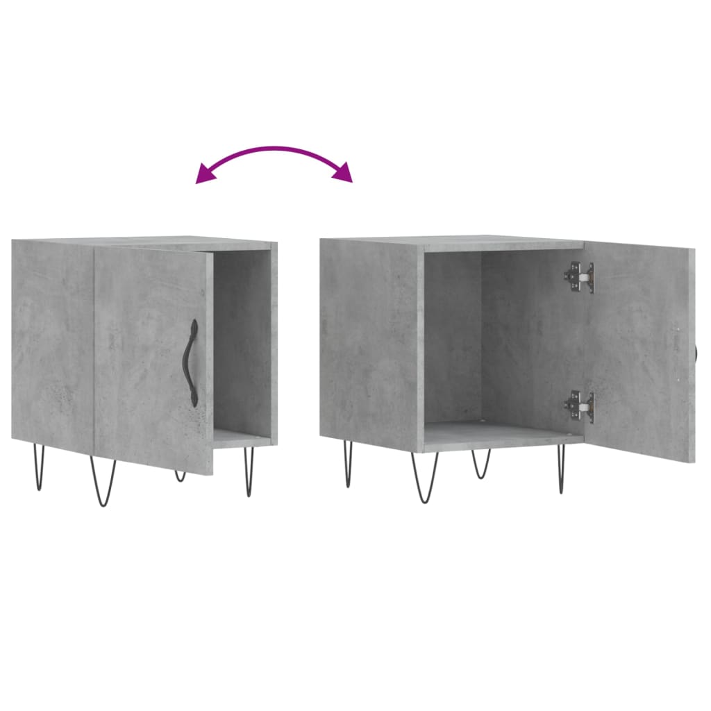 Comodini 2 pz Grigio Cemento 40x40x50 cm in Legno Multistrato