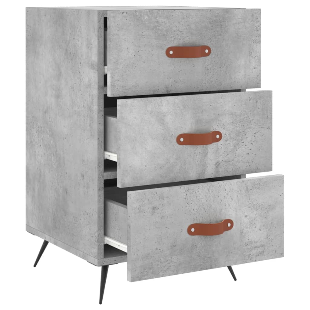 Comodino Grigio Cemento 40x40x66 cm in Legno Multistrato